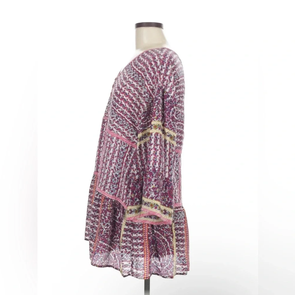 Maeve Anthropologie Pink and Purple Silk Tiered Blouse Tunic Size Medium - Picture 6 of 8